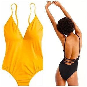 J. Crew Yellow Montauk Playa Cross Back Swimsuit sz.S